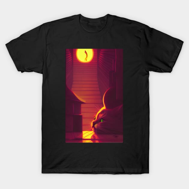 Relaxed Cat Under Sunlight Indoor T-Shirt by abysarts